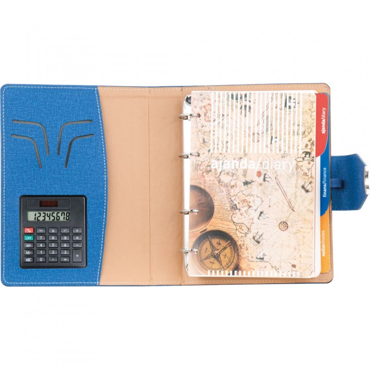 Kırmızı Dokulu Organizer Ajanda Metal Tokalı Hesap Makineli 18x23 cm